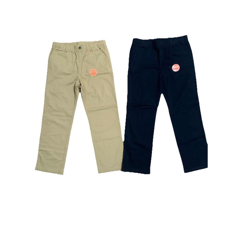 2 Pack Toddler Straight Chino Pants Relaxed Stretch Size 10 Husky Navy Khaki NEW